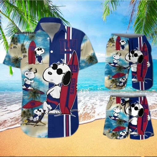 New York Giants Snoopy All Over Print Hawaiian Shirt And Beach Shorts