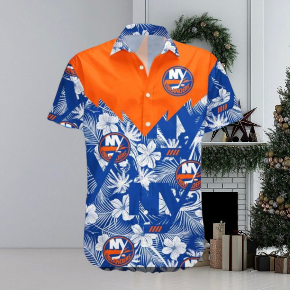 New York Islanders Hawaiian Shirt, Seamless Tropical Pattern