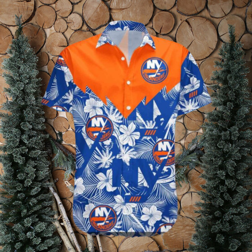 New York Islanders Hawaiian Shirt, Seamless Tropical Pattern Design -  teejeep