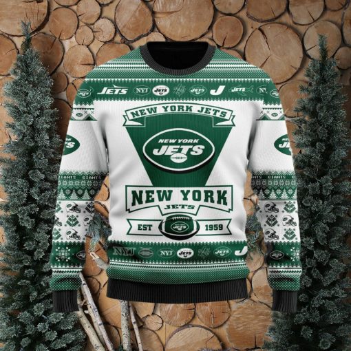 New York Jets Football Team Logo Custom Name Ugly Christmas Sweater Christmas Gift For Sport Fans