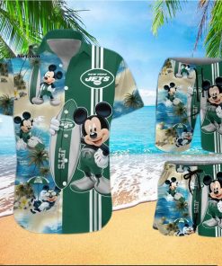 New York Jets Mickey Mouse All Over Print Hawaiian Shirt And Beach Shorts