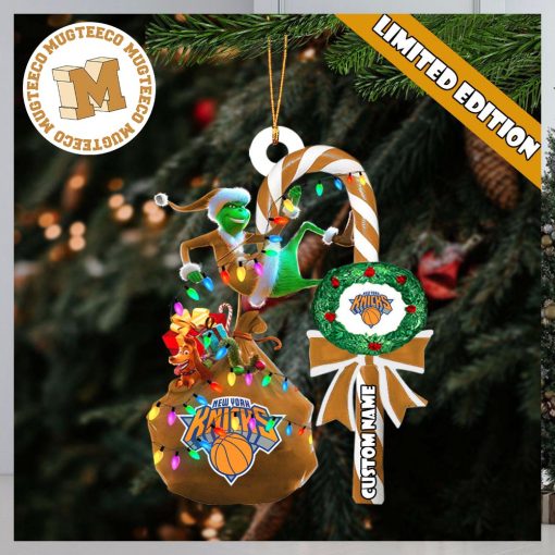 New York Knicks NBA Grinch Candy Cane Personalized Xmas Gifts Christmas Tree Decorations Ornament_48133728 1