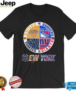 New York Knicks New York Rangers New York Yankees And New York Giants Logo 2023 Tee shirt