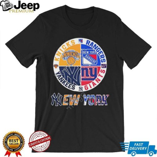 New York Knicks New York Rangers New York Yankees And New York Giants Logo 2023 Tee shirt