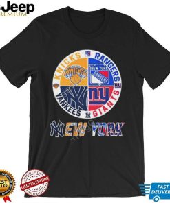 New York Knicks New York Rangers New York Yankees And New York Giants Logo 2023 Tee shirtt