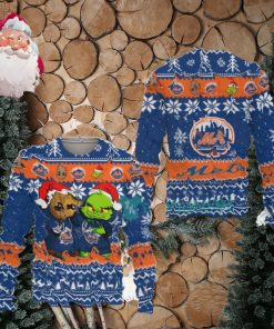 New York Mets Baby Groot And Grinch Best Friends Christmas AOP Sweater