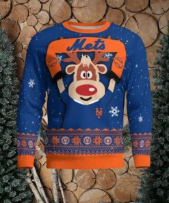 New York Mets Cute Reindeer Ugly Christmas Sweater Christmas Party Gift