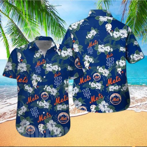 New York Mets MLB All Over Print Flowery Aloha Summer Beach Hawaiian Shirt – Navy