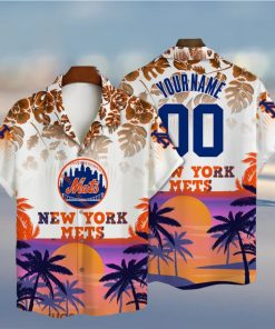 New York Mets Major League Baseball Custom Name And Number 3D Print Hawaiian Shirt