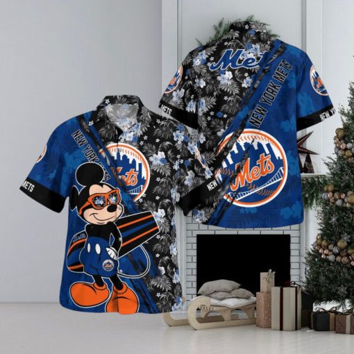 New York Mets Mickey Mouse Floral Short Sleeve Hawaii Shirt