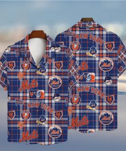 New York Mets Plaid Baseball Pattern Vintage Hawaiian Shirt