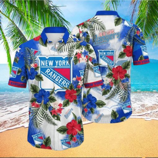 New York Rangers NHL Aloha Tropical Flower Hawaiian Shirt