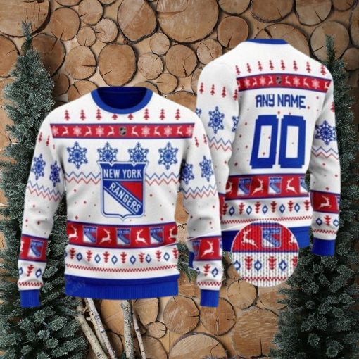 New York Rangers Personalized White Ugly Christmas Sweater