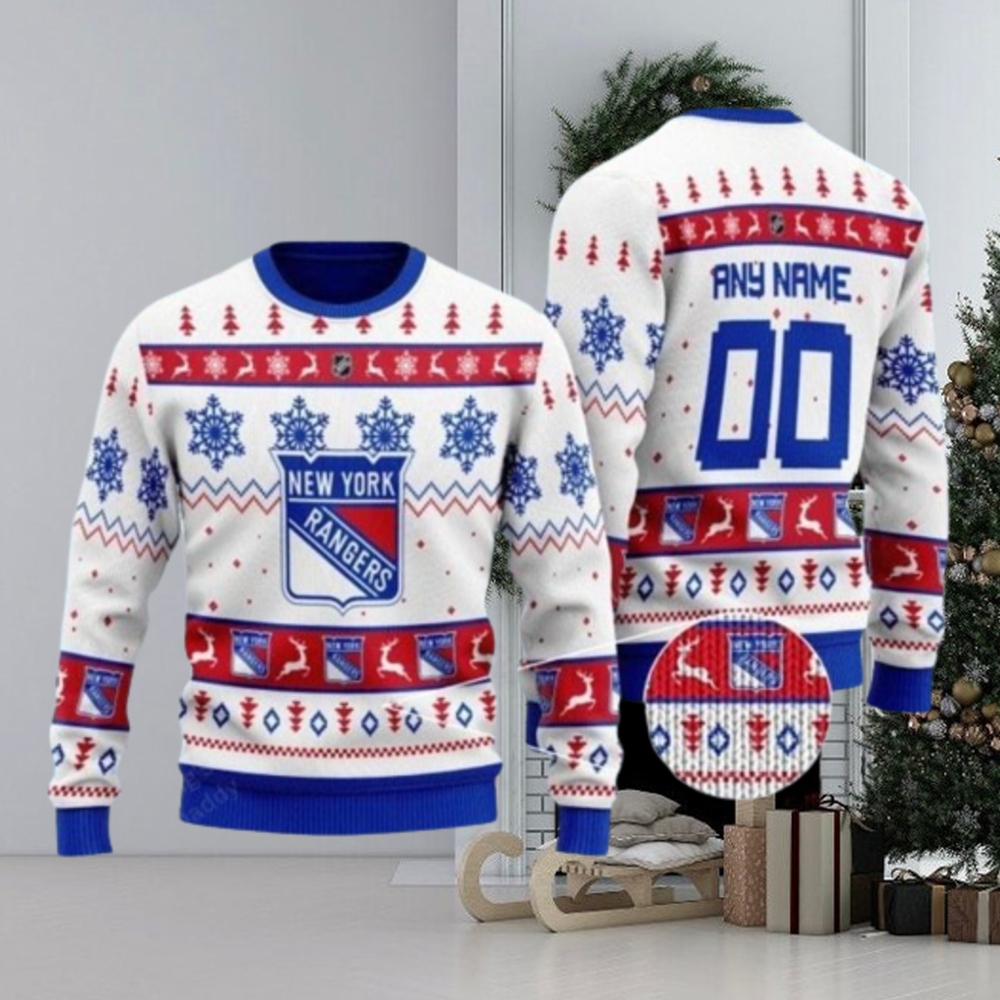 New York Rangers Big Logo (Women's V-Neck) NHL Ugly Sweater