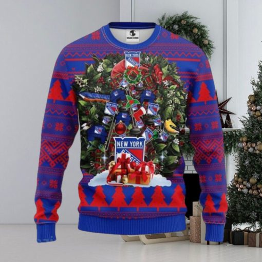 New York Rangers Tree Ugly Christmas Fleece Sweater