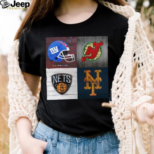 New York Sports Team License Plate Art Collage Giants Devils Nets Mets V6 Shirt