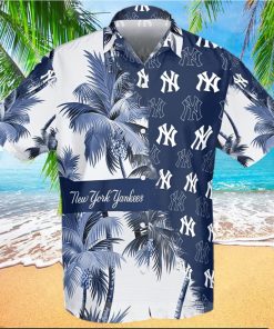 New York Yankees Palm Tree All Over Print Aloha Summer Beach Hawaiian Shirt – White Cobalt