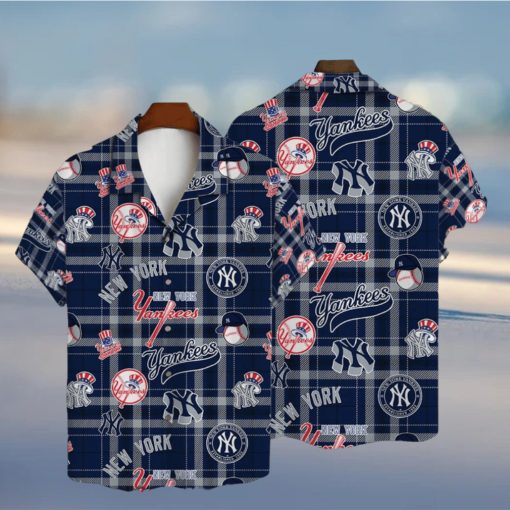 New York Yankees Plaid Baseball Pattern Vintage Hawaiian Shirt