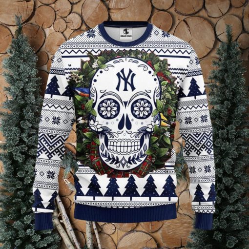 New York Yankees Skull Flower Ugly Xmas Ugly Christmas Sweater Best Christmas Gift Ideas