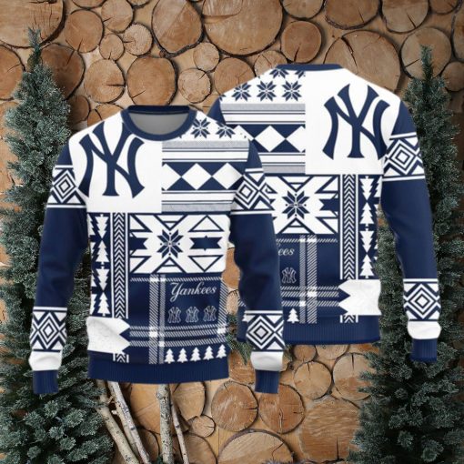 New York Yankees Teams Snowflakes Pattern Knitted Sweater For Christmas