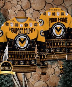 Newport County Ugly Christmas Sweater Logo Custom Name Gift Fans