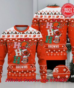 Nfl Cleveland Browns Hohoho Santa Hat Christmas Ugly Sweater