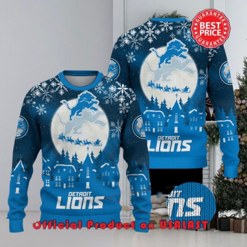 Nfl Detroit Lions Logo Snowflake Design Ugly Christmas Sweater