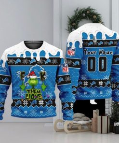 Nfl Grinch Fuck Them Detroit Lions Personalized Ugly Christmas Sweaters