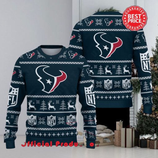 Nfl Houston Texans Logo Reindeer Snowflake Christmas Ugly Sweater