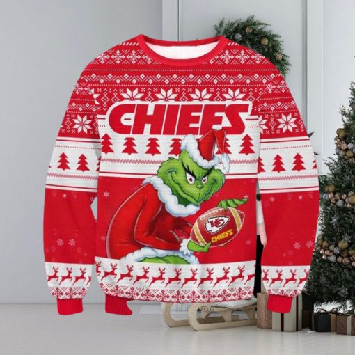 Nfl Kansas City Chiefs The Grinch Santa With Logo Christmas Ugly Sweater