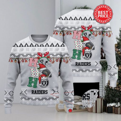 Nfl Las Vegas Raiders Hohoho Santa Hat Christmas Ugly Sweater