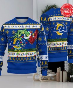 Nfl Los Angeles Rams Logo Grinch Hand Christmas Ugly Sweater