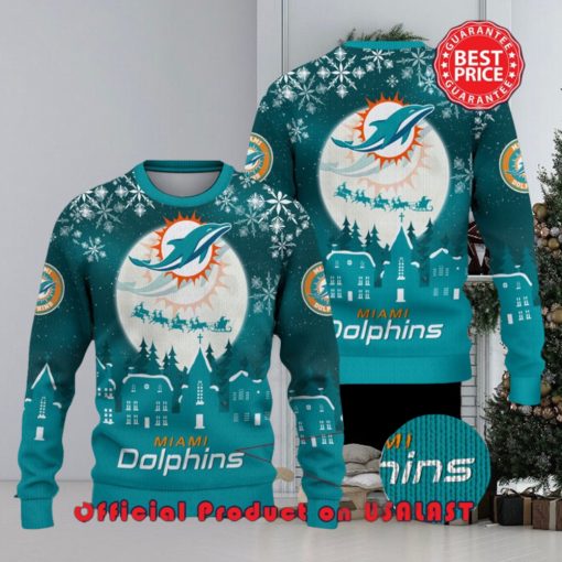 Nfl Miami Dolphins Logo Snowflake Design Ugly Christmas Sweater