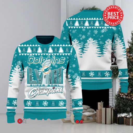 Nfl Miami Dolphins Logo Super Bowl Champions Ugly Christmas Sweater