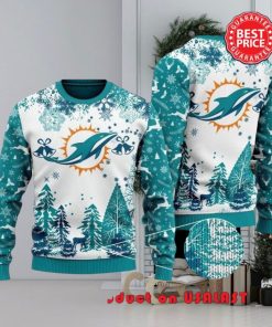 Nfl Miami Dolphins Special Logo Snowflake Reindeer White Christmas Ugly Sweater