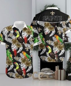 Nfl New Orleans Saints Parrot Above Flower Trendy Hawaiian Shirt Aloha Shirt