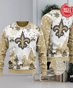 Nfl New Orleans Saints Special Logo Snowflake Reindeer White Christmas Ugly Sweater