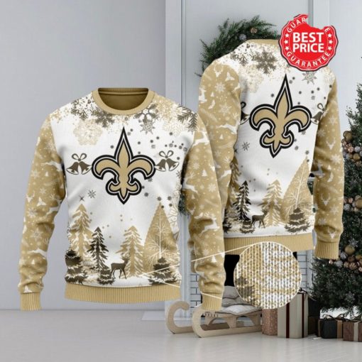 Nfl New Orleans Saints Special Logo Snowflake Reindeer White Christmas Ugly Sweater