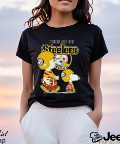 Nfl Pittsburgh Steelers Here We Go Steelers Charlie Brown Snoopy And Woodstock Sweatshirt