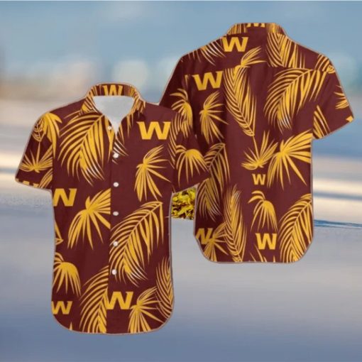 Nfl Washington Commanders Yellow Leaf Trendy Hawaiian Shirt Aloha Shirt