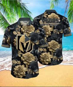 Nhl Vegas Golden Knights Hawaiian Shirt Tropical Rose Pattern Summer Hawaiian Shirt