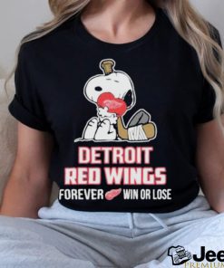 Nhl the Peanuts movie snoopy forever win or lose hockey detroit red wings shirt