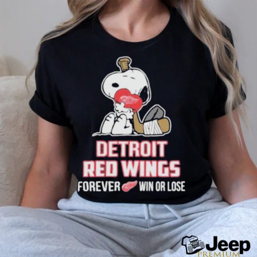 Nhl the Peanuts movie snoopy forever win or lose hockey detroit red wings shirt