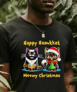 Nice Happy hanukkat meowy Christmas shirt