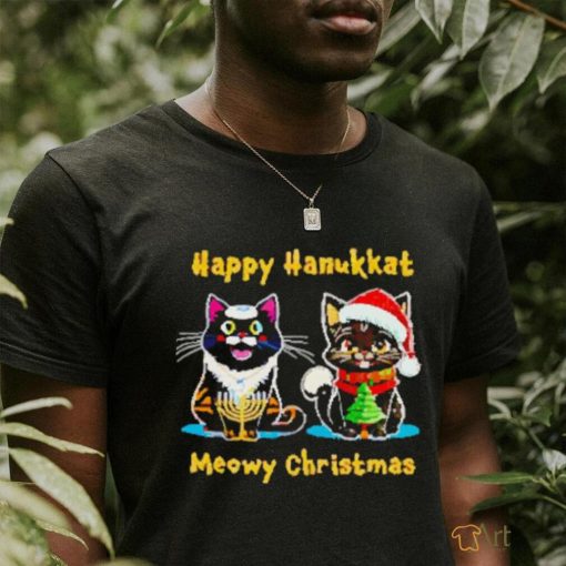 Nice Happy hanukkat meowy Christmas shirt