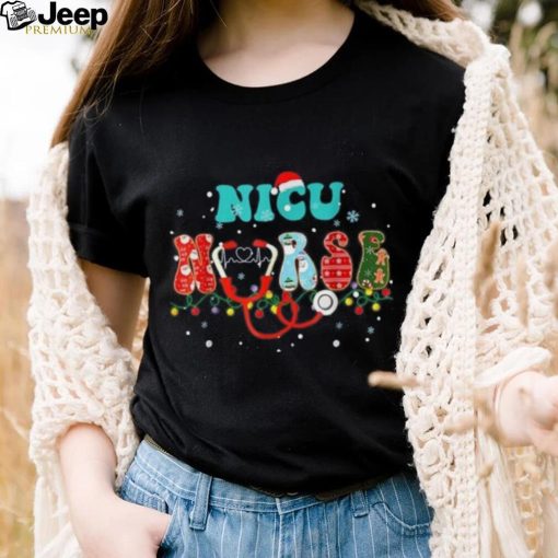 Nicu Nurse Christmas Stethoscope Groovy Funny Nursing Xmas Shirt