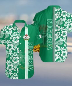 Nigeria Coat Of Arms Hibiscus Pattern Hawaiian Shirt