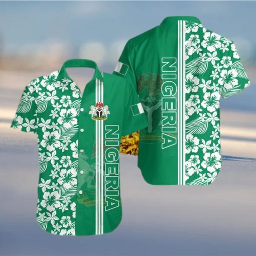 Nigeria Coat Of Arms Hibiscus Pattern Hawaiian Shirt