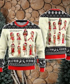 Nine Sweet Santa Ladies Dancing Christmas Unisex Ugly Sweater