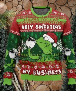 None Of My Business Kermit The Frog Ugly Christmas Sweater